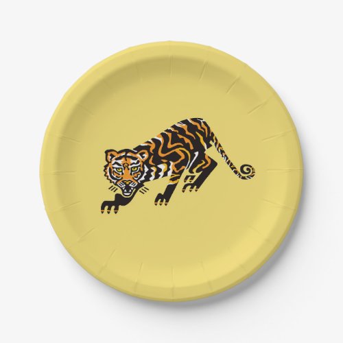 Party animal TIGER_ wildlife _ yellow Paper Plate