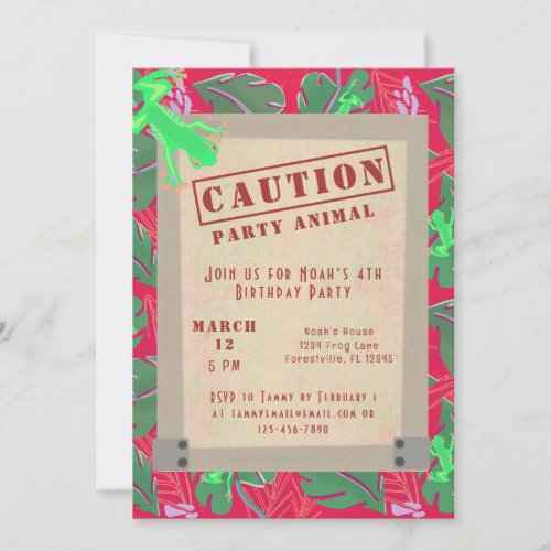 Party Animal Tropical Rainforest Birthday Invitation