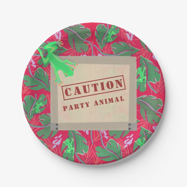 Party Animal Tropical Rainforest Birthday  Paper Plates (Front)