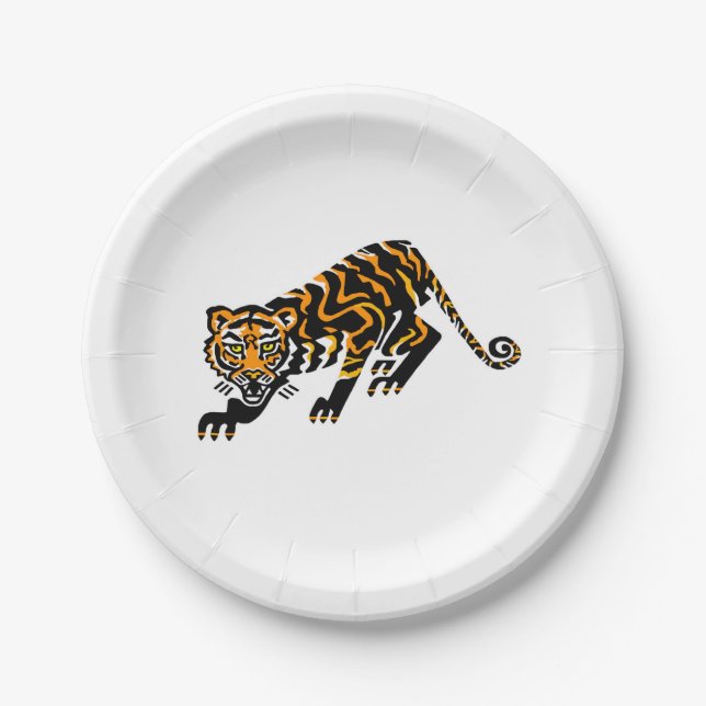 Party animal! Wild TIGER- Animal lover Paper Plate (Front)