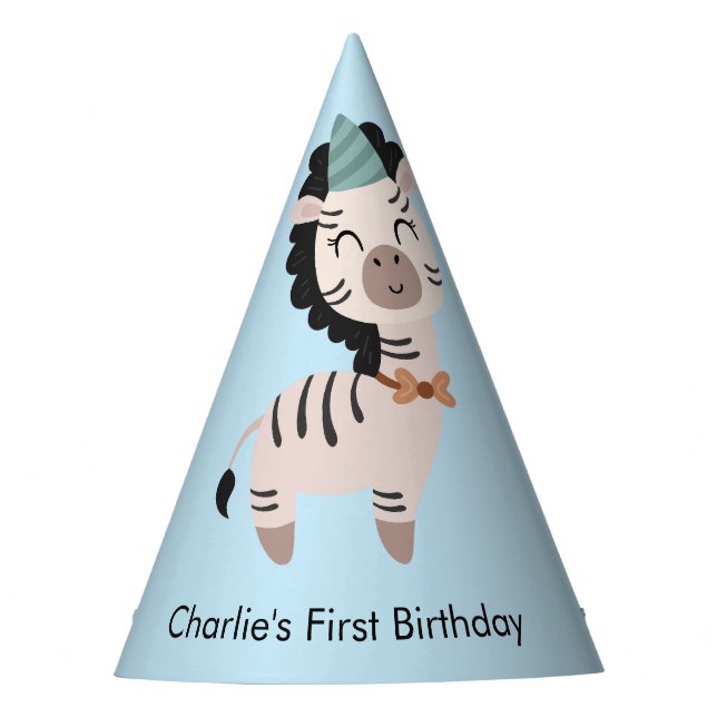 Party Animal Zebra, Birthday Hat (Front)
