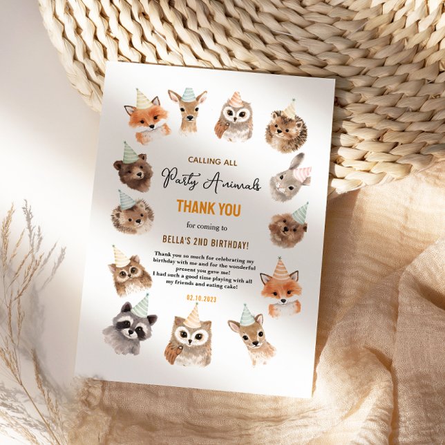 Party Animals 2nd Birthday | Cute Jungle Animal Thank You Card (Party Animals 2nd Birthday | Cute Jungle Animal Thank You Card
)