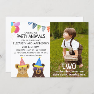 Party Animals 2nd Birthday Invitation