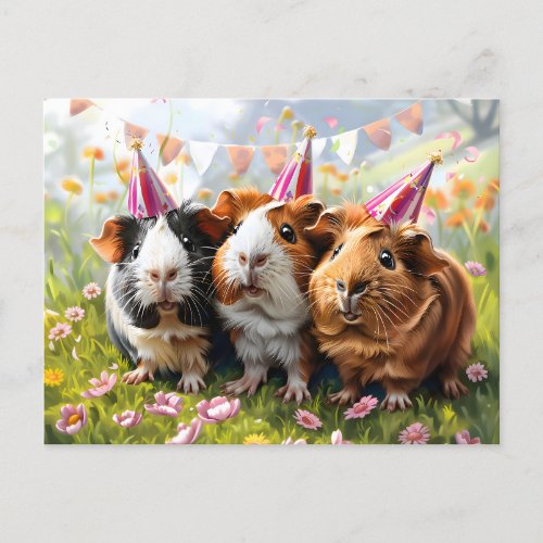 Party Animals _ 3 Guinea Pigs Postcard