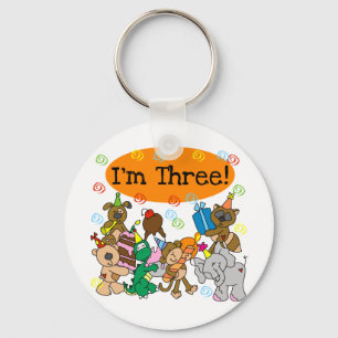 Party Animals 3rd Birthday Tshirts Keychain