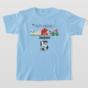 Party Animals 5th Birthday Farm Animal Birthday T-Shirt