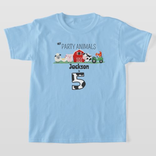 Party Animals 5th Birthday Farm Animal Birthday  T_Shirt