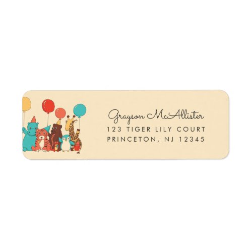 Party Animals and Balloons Birthday Return Address Label