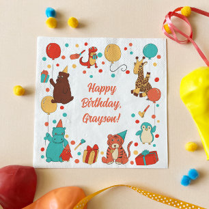 Party Animals and Confetti Custom Kids Birthday Napkins