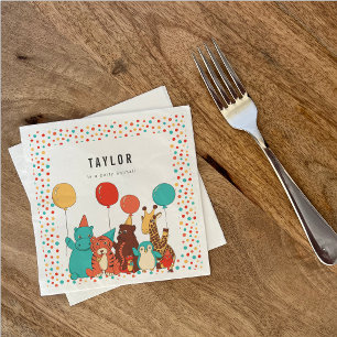 Party Animals and Polka Dots Custom Birthday Napkins
