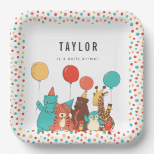 Party Animals and Polka Dots Custom Birthday Paper Plates