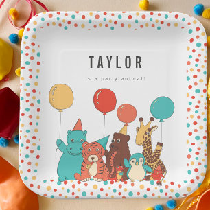 Party Animals and Polka Dots Custom Birthday Paper Plates