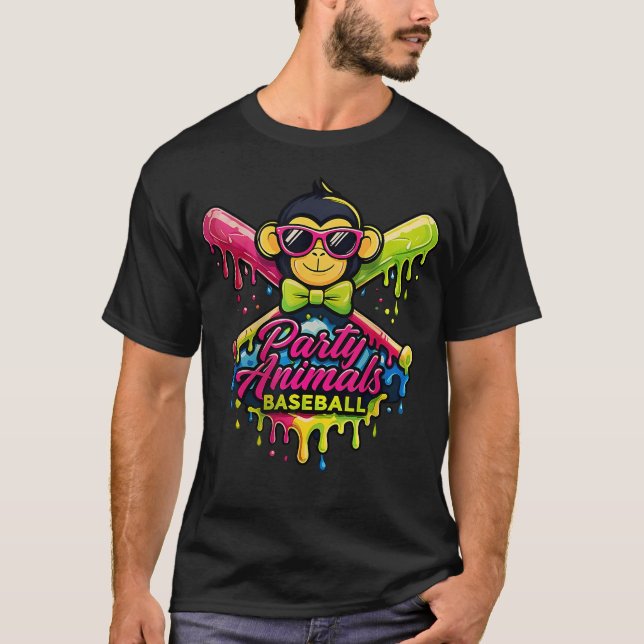 Party Animals Baseball Funny T-Shirt (Front)