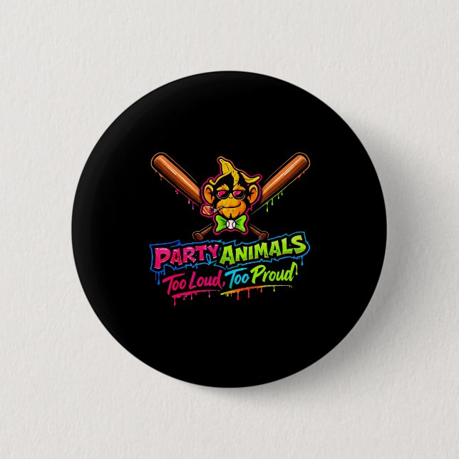 Party animals baseball jersey  button (Front)