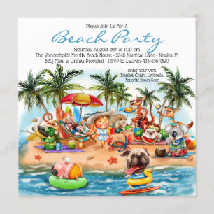 Party Animals Beach Party Invitation
