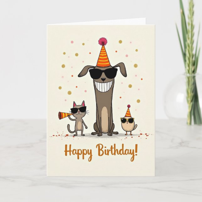Party Animals Birthday Card (Front)