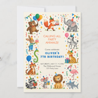 Party Animals Birthday Invitation