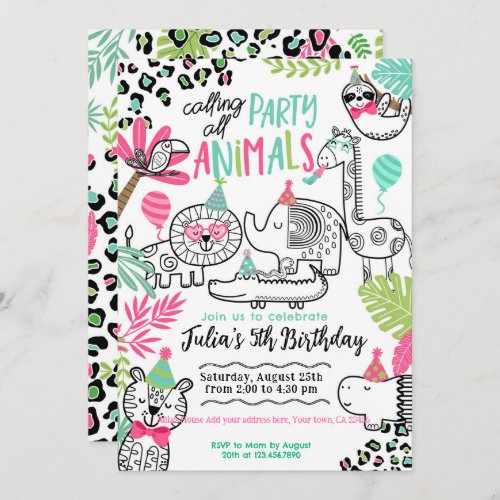 Party Animals Birthday Invitation