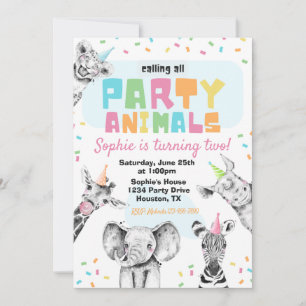 Party Animals Birthday Invitation   Party Animals
