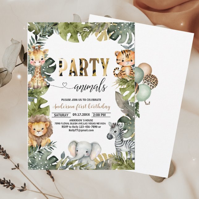 Party Animals Birthday  Jungl Wild  Invitation (Creator Uploaded)