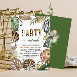 Party Animals Birthday Leopard Print Jungl Wild Invitation