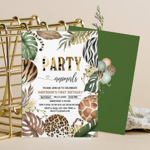Party Animals Birthday Leopard Print Jungl Wild Invitation