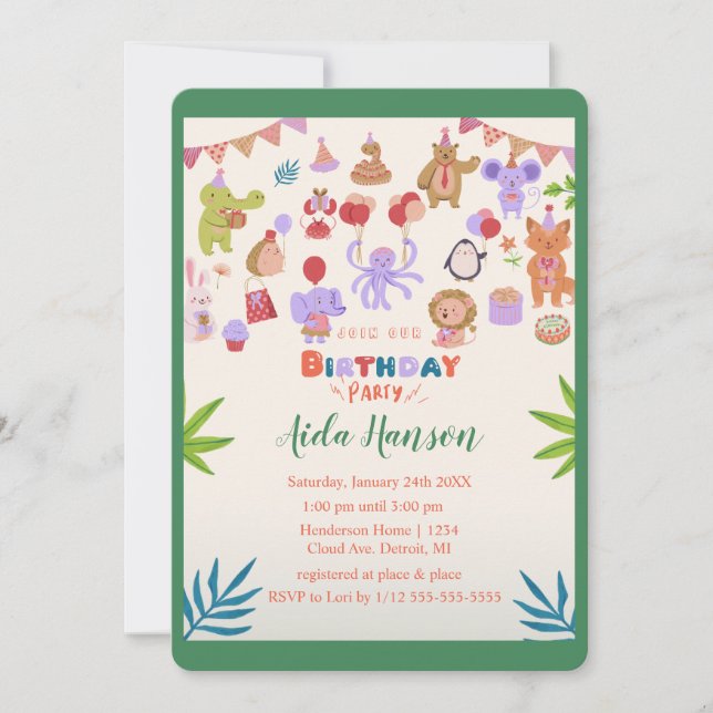 Party Animals Birthday Party Invitation (Front)
