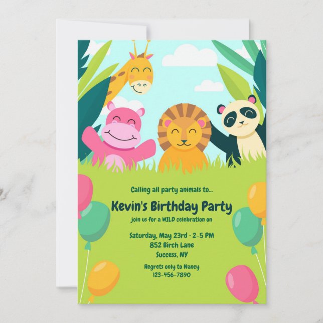 Party Animals Birthday Party Invitation (Front)