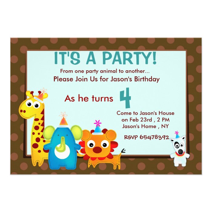 Party Animals Birthday Party invite