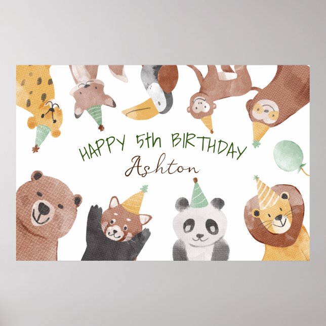 Party animals birthday party personalized banner poster (Front)