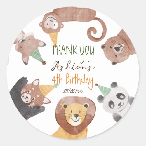 Party animals birthday party personalized classic round sticker