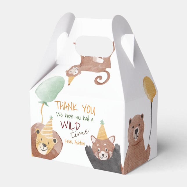 Party animals birthday party personalized favor boxes (Front Side)