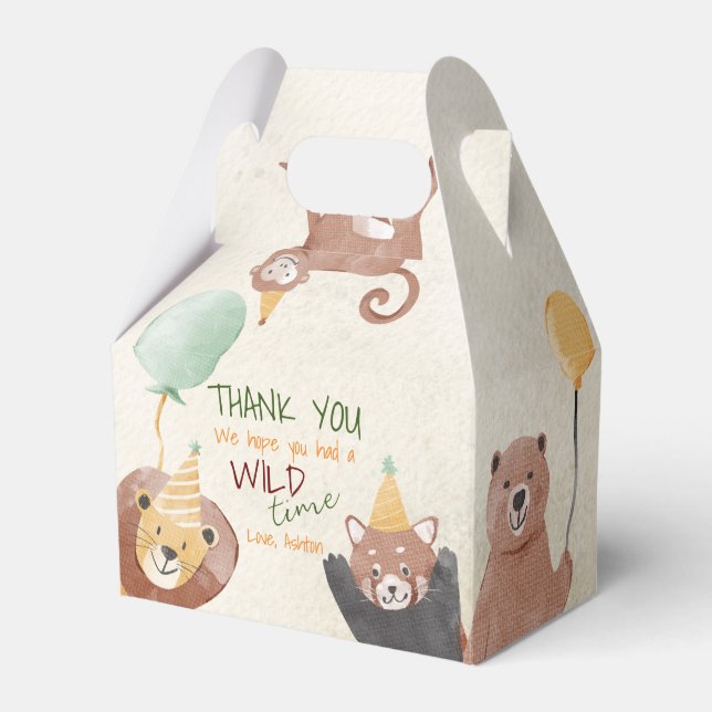 Party animals birthday party personalized favor boxes (Front Side)