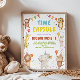Party Animals Birthday Party Time Capsule Sign
