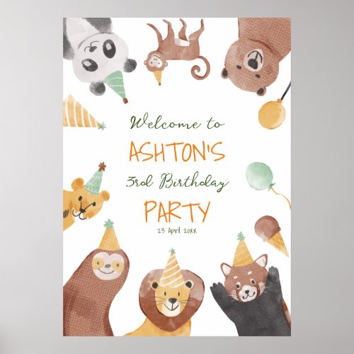 Party animals birthday party welcome sign