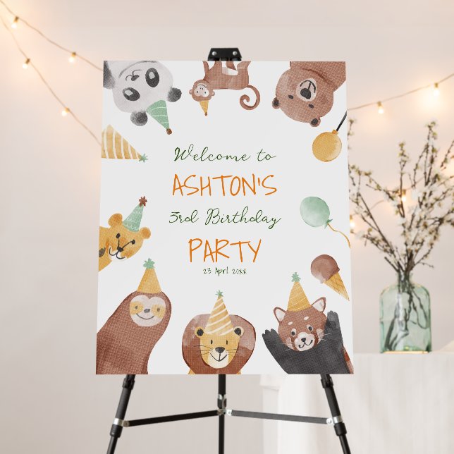 Party animals birthday party welcome sign (In Situ (Stand))