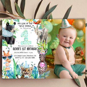 party animals Birthday Safari tropical Invitation