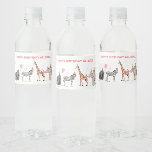 Party Animals Birthday Wild One Water Bottle Label