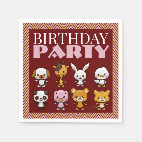 Party Animals Chevron Birthday Party Napkin