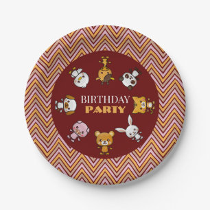 Party Animals, Chevron Birthday Party Paper Plates