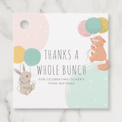 Party Animals Colorful Kids Birthday Party Favor Tags