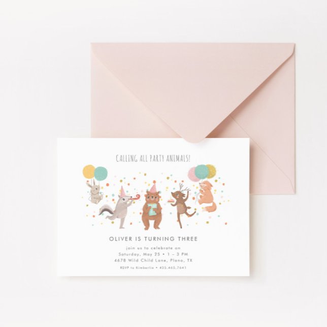 Party Animals Colorful Kids Birthday Party Invitation (Available for print and instant digital download!)