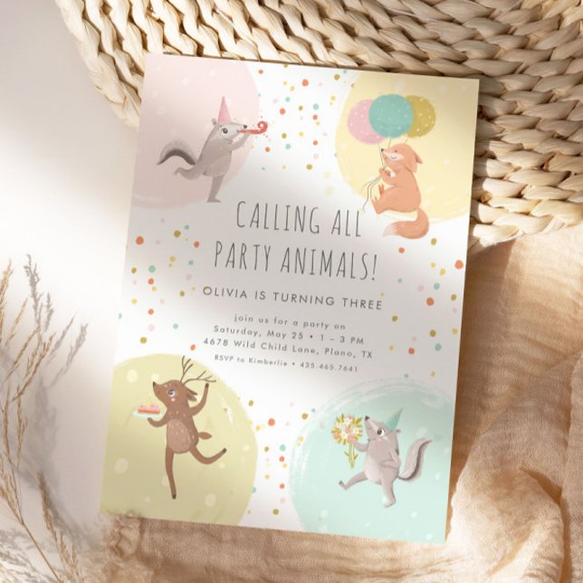 Party Animals Colorful Kids' Birthday Party Invitation (Available for print and instant digital download!)