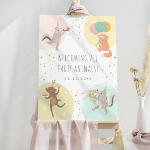 Party Animals Colorful Kids Birthday Welcome Sign
