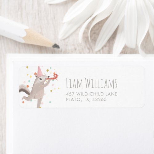 Party Animals Colorful Kids Return Address Label