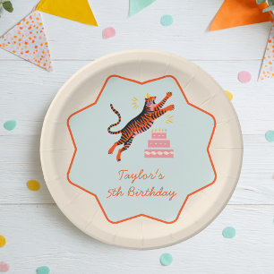 Party Animals Colorful Tiger Kids Birthday Paper Plates