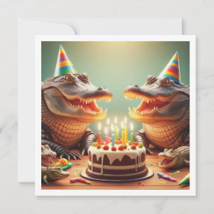 Party animals, Crocodiles eating cake birthday Invitation