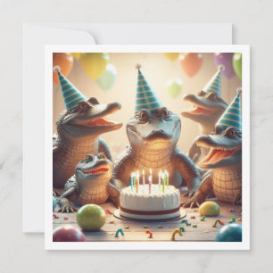 Party animals, Crocodiles eating cake birthday Invitation