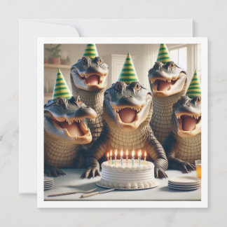 Party animals, Crocodiles eating cake birthday  Invitation