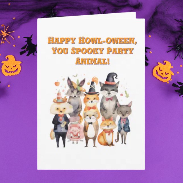 Party Animals Cute Funny photo Halloween cards (Creator Uploaded)